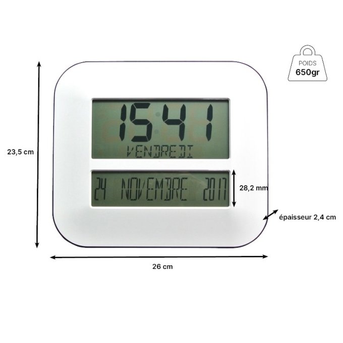 Horloge calendrier radiopilotée Timéo